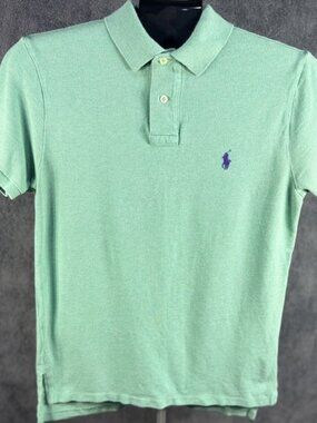 Polo Ralph Lauren Men’s Custom Fit Polo Shirt Green Size Medium Purple Pony Logo